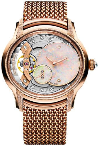 Audemars Piguet Millenary Frosted Gold Opal Dial Rose Gold White Opal Dial & Fixed Bezel Rose Gold Bracelet - 77244OR.GG.1272OR.01 - Luxury Time NYC