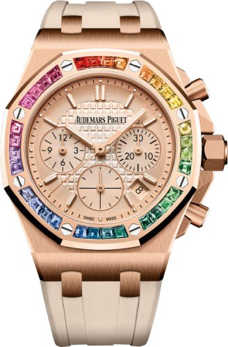 Audemars Piguet Offshore 37mm Chronograph Rose Gold Pink Dial Rainbow - 26236OR.YY.D085CA.01 - Luxury Time NYC