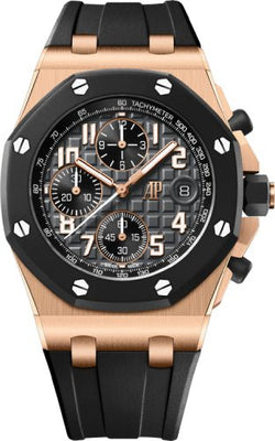 Audemars Piguet Offshore Chronograph Pink Rose Gold Rubber Bezel 42mm Black Dial | 26238OK.OO.A002CA.01 - Luxury Time NYC