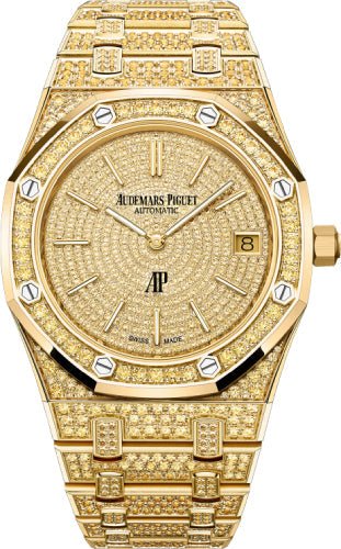 Audemars Piguet Royal "Jumbo" 39mm Extra - Thin Yellow Gold Sapphires | 16202BA.HH.1241BA.01 - Luxury Time NYC