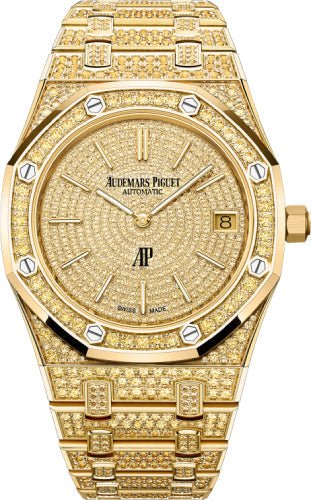 Audemars Piguet Royal "Jumbo" 39mm Extra - Thin Yellow Gold Sapphires | 16202BA.HH.1241BA.01 - Luxury Time NYC