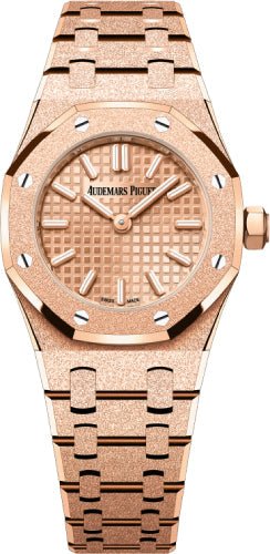 Audemars Piguet Royal Oak 23mm Mini Frosted Gold Quartz Pink Gold Dial | 67630OR.GG.1312OR.01 - Luxury Time NYC