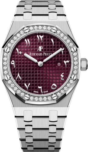 Audemars Piguet Royal Oak 33mm Quartz White Gold Diamond Bezel Purple Dial - 67651BC.ZZ.1261BC.01 - Luxury Time NYC