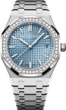 Load image into Gallery viewer, Audemars Piguet Royal Oak 34mm Stainless Steel Light Blue Dial Diamond Bezel Watch | 77451ST.ZZ.1361ST.03 - Luxury Time NYC