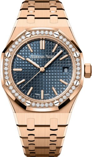 Audemars Piguet Royal Oak 37mm Selfwinding "50th Anniversary" Rose Gold Diamond Bezel Blue Dial - 15551OR.ZZ.1356OR.02 - Luxury Time NYC