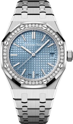 Audemars Piguet Royal Oak 37mm Selfwinding "50th Anniversary" Stainless Steel Diamond Bezel Light Blue Dial - 15551ST.ZZ.1356ST.01 - Luxury Time NYC