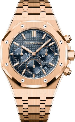 Audemars Piguet Royal Oak 38mm Chronograph Rose Gold Blue Dial - 26715OR.OO.1356OR.01 - Luxury Time NYC