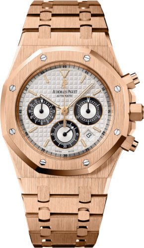 Audemars Piguet Royal Oak 39mm Chronograph Rose Gold White Index/Black Subdial & Bracelet - 25960OR.OO.1185OR.02 - Luxury Time NYC