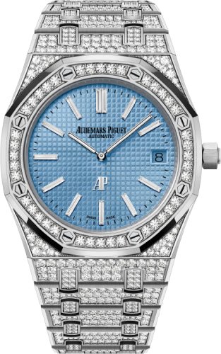 Audemars Piguet Royal Oak 39mm Extra - Thin White Gold/Diamond Light Blue Dial - 15202BC.ZZ.1241BC.02 - Luxury Time NYC