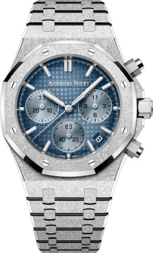 Audemars Piguet Royal Oak 41mm Chronograph Frosted White Gold Blue Dial - 26240BC.GG.1324BC.02 - Luxury Time NYC