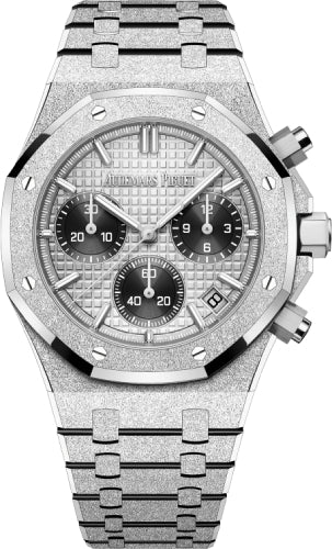 Audemars Piguet Royal Oak 41mm Chronograph Frosted White Gold Grey Dial - 26240BC.GG.1324BC.01 - Luxury Time NYC