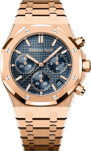 Audemars Piguet Royal Oak 41mm Chronograph Rose Gold Blue Dial - 26240OR.OO.1320OR.05 - Luxury Time NYC