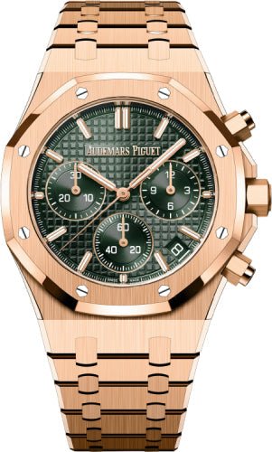 Audemars Piguet Royal Oak 41mm Chronograph Rose Gold Khaki Green Dial | 26240OR.OO.1320OR.08 - Luxury Time NYC