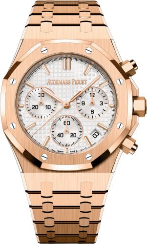 Audemars Piguet Royal Oak 41mm Chronograph Rose Gold Silver Dial | 26240OR.OO.1320OR.07 - Luxury Time NYC