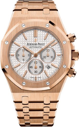 Audemars Piguet Royal Oak 41mm Chronograph Rose Gold Silver Dial - 26320OR.OO.1220OR.02 - Luxury Time NYC