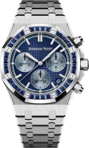 Audemars Piguet Royal Oak 41mm Chronograph White Gold Sapphire Set Bezel Blue Dial - 26240BC.SS.1320BC.01 - Luxury Time NYC