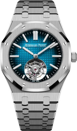 Audemars Piguet Royal Oak 41mm Flying Tourbillion Titanium Blue - Green Dial | 26730TI.OO.1320TI.04 - Luxury Time NYC