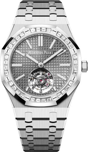 Audemars Piguet Royal Oak 41mm Flying Tourbillon White Gold Grey Dial Diamond Bezel - 26730BC.ZZ.1320BC.01 - Luxury Time NYC