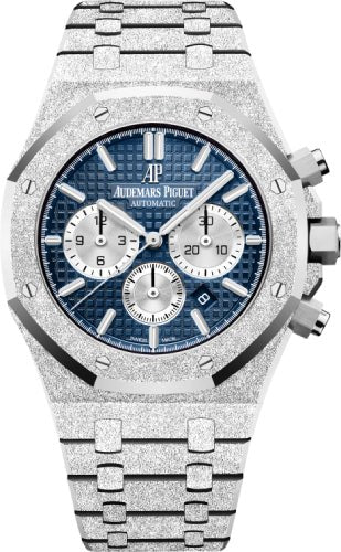 Audemars Piguet Royal Oak 41mm Frosted Gold Chronograph Blue Dial - 26331BC.GG.1224BC.02 - Luxury Time NYC