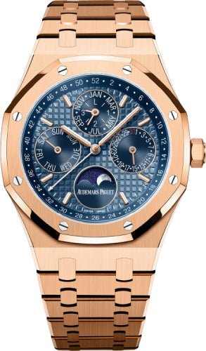 Audemars Piguet Royal Oak 41mm Perpetual Calendar Rose Gold Blue Dial - 26574OR.OO.1220OR.03 - Luxury Time NYC