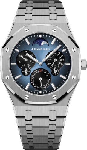 Audemars Piguet Royal Oak 41mm Perpetual Calendar Ultra - Thin Titanium Blue Dial - 26586TI.OO.1240TI.01 - Luxury Time NYC