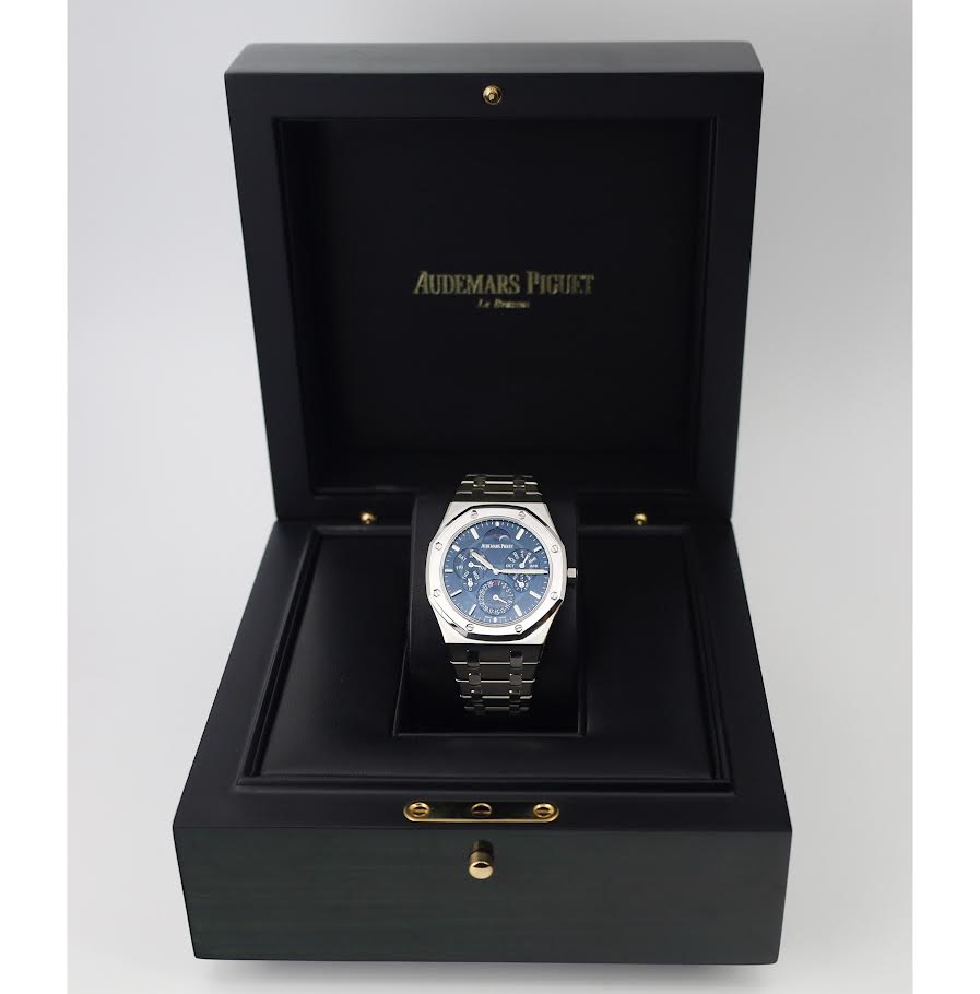 Audemars Piguet Royal Oak 41mm Perpetual Calendar Ultra - Thin Titanium Platinum Bezel Blue Dial - 26586IP.OO.1240IP.01 - Luxury Time NYC