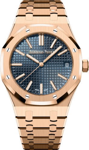 Audemars Piguet Royal Oak 41mm Rose Gold Blue Dial Watch - 15510OR.OO.1320OR.03 - Luxury Time NYC