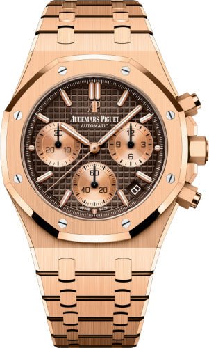 Audemars Piguet Royal Oak 41mm Selfwinding Chronograph Rose Gold Brown Dial Bracelet - 26239OR.OO.1220OR.02 - Luxury Time NYC