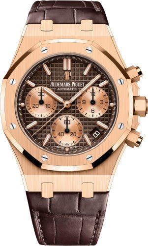 Audemars Piguet Royal Oak 41mm Selfwinding Chronograph Rose Gold Brown Dial Strap | 26239OR.OO.D821CR.01 - Luxury Time NYC