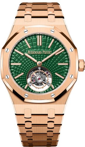 Audemars Piguet Royal Oak 41mm Selfwinding Flying Tourbillon Rose Gold Green Dial - 26533OR.OO.1220OR.01 - Luxury Time NYC