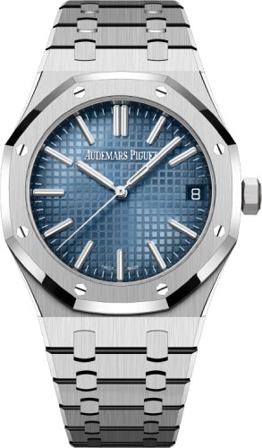 Audemars Piguet Royal Oak 41mm Selfwinding White Gold Light Blue Baguette - cut Diamond Dial - 15510BC.OO.1320BC.01 - Luxury Time NYC