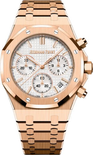 Audemars Piguet Royal Oak Chronograph 41mm "50th Anniversary" Rose Gold Silver Dial | 26240OR.OO.1320OR.03 - Luxury Time NYC