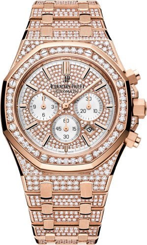 Audemars Piguet Royal Oak Chronograph 41mm Diamond Pave Index Rose Gold Diamond Set | 26322OR.ZZ.1222OR.01 - Luxury Time NYC