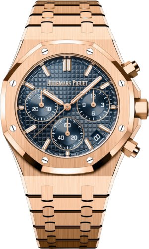 Audemars Piguet Royal Oak Chronograph 41mm Rose Gold Blue Dial 26240OR.OO.1320OR.05 - Luxury Time NYC