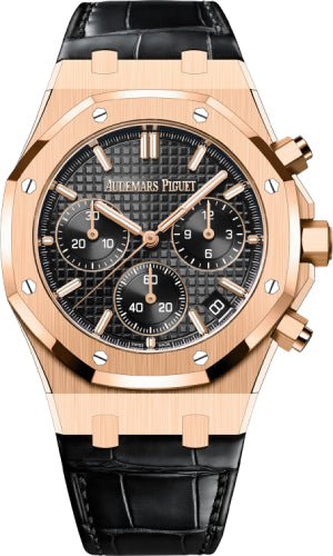 Audemars Piguet Royal Oak Chronograph "50th Anniversary" Rose Gold Black Dial 41mm Leather Strap | 26240OR.OO.D002CR.01 - Luxury Time NYC