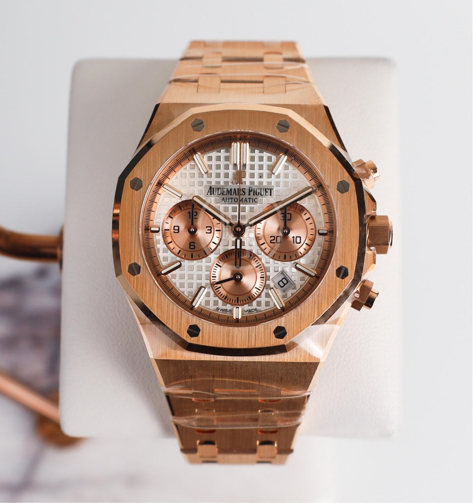 Audemars Piguet Royal Oak Chronograph Rose Gold 38mm Silver Dial 26315OR.OO.1256OR.01 - Luxury Time NYC