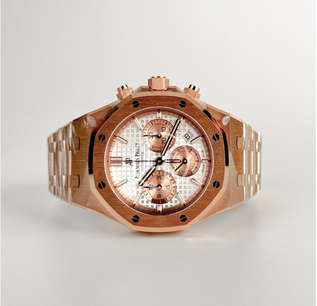 Audemars Piguet Royal Oak Chronograph Rose Gold 38mm Silver Dial 26315OR.OO.1256OR.01 - Luxury Time NYC