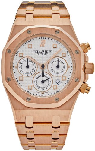 Audemars Piguet Royal Oak Chronograph Rose Gold 39mm White Dial | 25960OR.OO.1185OR.01 - Luxury Time NYC