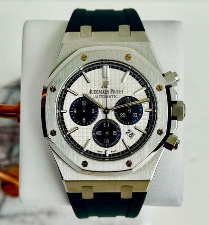 Audemars Piguet Royal Oak Chronograph Watch - Silver Toned - Dial 41mm - 26326ST.OO.D027CA.01 - Luxury Time NYC