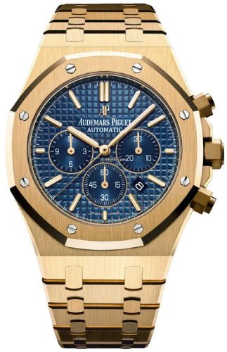 Audemars Piguet Royal Oak Chronograph Yellow Gold 41mm Blue Dial | 26320BA.OO.1220BA.02 - Luxury Time NYC