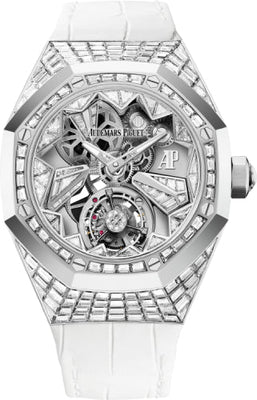 Audemars Piguet Royal Oak Concept Flying Tourbillon 38.5mm White Gold Diamond Paved Alligator Leather Strap | 26228BC.ZZ.D011CR.01 - Luxury Time NYC