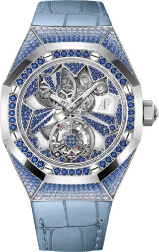 Audemars Piguet Royal Oak Concept Flying Tourbillon White Gold Sapphires Alligator 38.5mm Leather Strap | 26227BC.SS.D314CR.01 - Luxury Time NYC