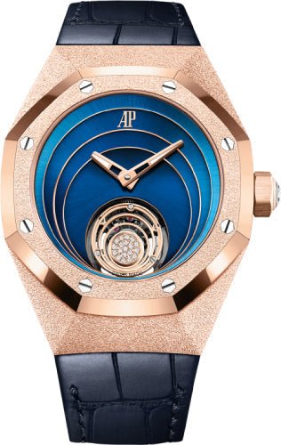 Audemars Piguet Royal Oak Concept Frosted Gold Flying 38.5mm Tourbillon Rose Gold Blue | 26630OR.GG.D326CR.01 - Luxury Time NYC