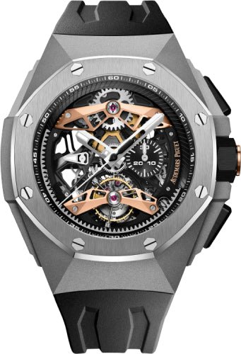 Audemars Piguet Royal Oak Concept Selfwinding Tourbillon 44mm Chronograph Openworked Titanium "Skeleton" | 26612TI.OO.D002CA.01 - Luxury Time NYC