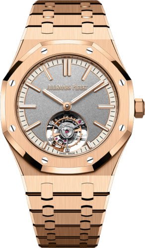 Audemars Piguet Royal Oak Flying Tourbillon 41mm Pink Rose Gold Grey Dial 26730OR.OO.1320OR.05 - Luxury Time NYC