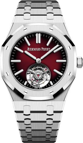 Audemars Piguet Royal Oak Flying Tourbillon 41mm Stainless Steel Burgundy Dial 26730ST.OO.1320ST.05 - Luxury Time NYC