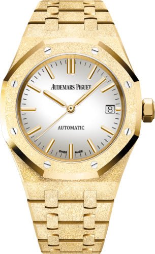 Audemars Piguet Royal Oak Frosted Gold 37mm Carolina Bucci Silver Dial - 15454BA.GG.1259BA.02 - Luxury Time NYC