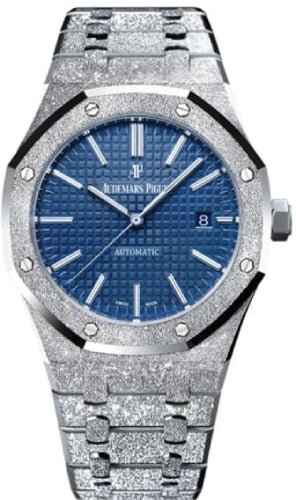 Audemars Piguet Royal Oak Frosted Gold 41mm Blue Index White Gold Automatic - 15410BC.GG.1224BC.01 - Luxury Time NYC