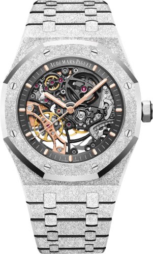 Audemars Piguet Royal Oak Frosted Gold Double Balance Wheel 41mm Openworked Slate Grey Dial | 15407BC.GG.1224BC.01 - Luxury Time NYC