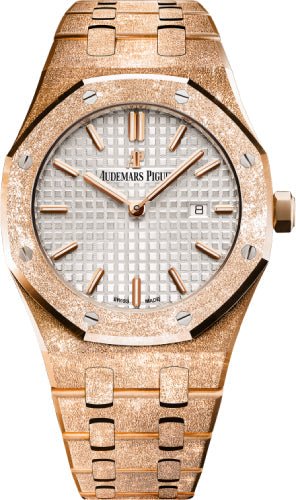 Audemars Piguet Royal Oak Frosted Rose Gold 33mm Silver Index Bracelet Hand - Wound | 67653OR.GG.1263OR.01 - Luxury Time NYC